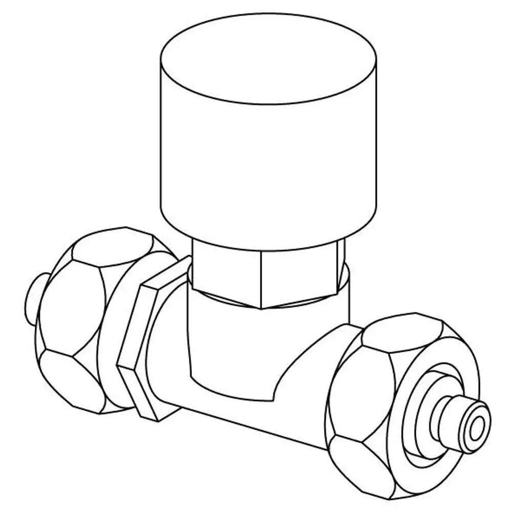Thermostatventil mit einem runden oberen Teil und zwei seitlichen Anschlüssen. Produkt von Uponor, geeignet für die Regelung von Heizsystemen.